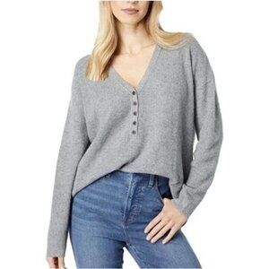Madewell Sweater Womens Grey Asherton Waffle Henley Sweater Button-Front XXS